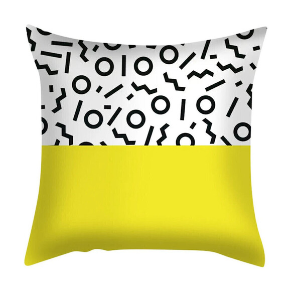 Abstract Pattern Pillow Covers In White and Yellow - Picture 1 of 5